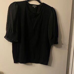 Adrianna Papell Black Blouse with Puff Sleeves